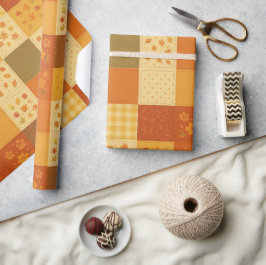 Terracotta Patchwork Quilt Rustikales Bauernhaus Geschenkpapier