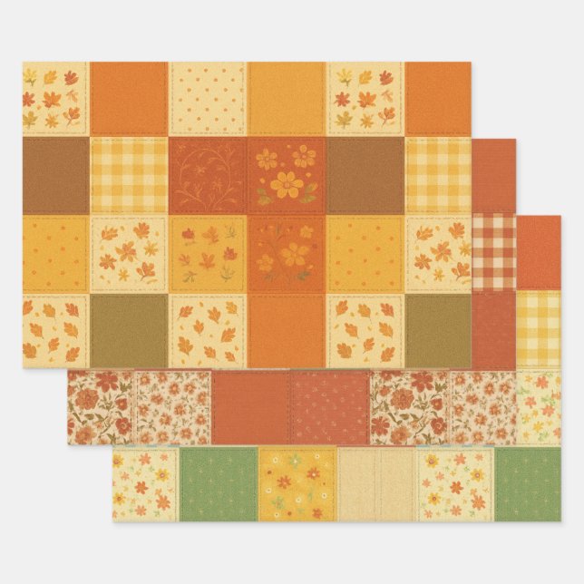 Terracotta Patchwork Quilt Rustikales Bauernhaus Geschenkpapier Set (Set)