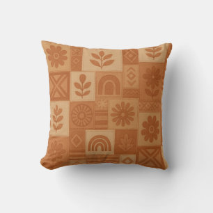 Terracotta Patchwork Quilt Rustikales Bauernhaus Kissen