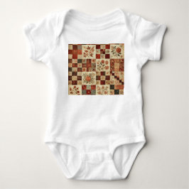 Terracotta Patchwork Rustikales Retrodesign Baby Strampler