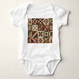 Terracotta Patchwork Rustikales Retrodesign Baby Strampler