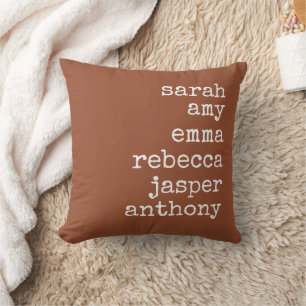 Terracotta Personalisierte Familiennamen Monogram Kissen