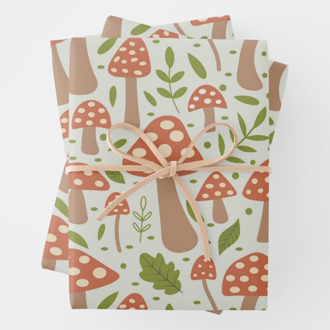 Terracotta Pilze mit grünen Blätter (Beispiel)