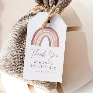 Terracotta Pink Boho Rainbow Geschenkanhänger