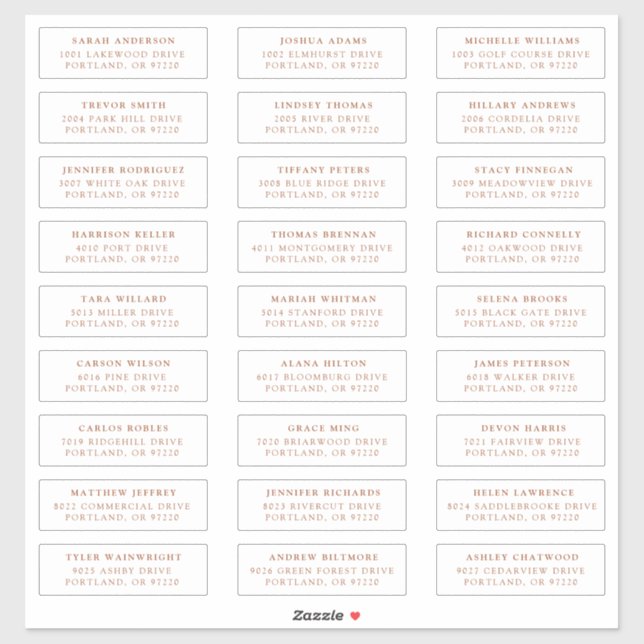 Terracotta | Private Guest Address Labels (Blatt)