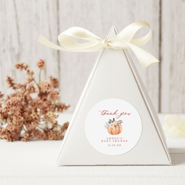 Terracotta Pumpkin Baby Dusche Vielen Dank Runder Aufkleber (Von Creator hochgeladen)