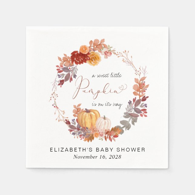 Terracotta Pumpkin Watercolor Babydusche Serviette (Vorderseite)
