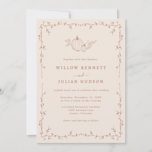 Terracotta Pumpkin Wedding Einladung (Vorderseite)