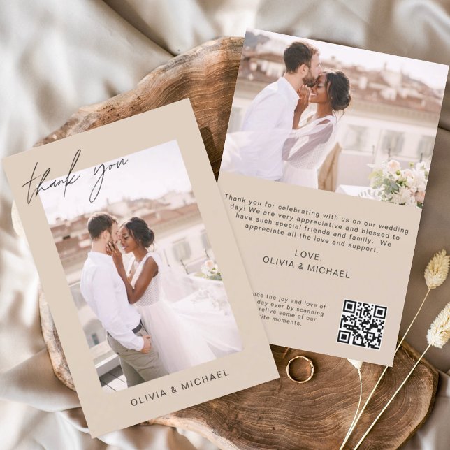 Terracotta QR Code Wedding Vielen Dank Foto Dankeskarte (Von Creator hochgeladen)