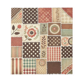 Terracotta Quilt and Patchwork Farbenfrohe Blumen Notizblock