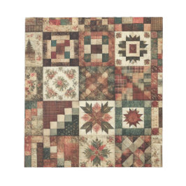 Terracotta Quilt and Patchwork Farbenfrohe Blumen Notizblock