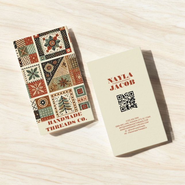 Terracotta Quilt Patchwork Handgefertigte Kleidung Visitenkarte (Von Creator hochgeladen)