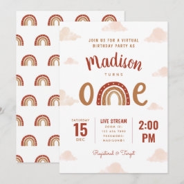 Terracotta Rainbow Boho Virtueller erster Geburtst Einladung