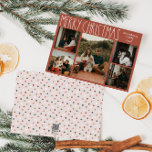 Terracotta Red Boho Polka Dot Christmas Fünf-Foto Feiertagskarte<br><div class="desc">Die Terracotta Rot-Boho Polka dot Weihnachtskarte ist perfekt für Ihren modernen böhmischen Landgut inspirierten Urlaub Gruß. Der klassische rustikale, aber feine handgezeichnet Schriftart verleiht ihm einen erdigen Vintagen Look und behalte ihn niedlich und einfach. Die Polka-Punkte kommen in Erdtönen wie Rot, Salbei, Rosa, Rosa, Terrakotta, Rost und Bräune. Das Design...</div>