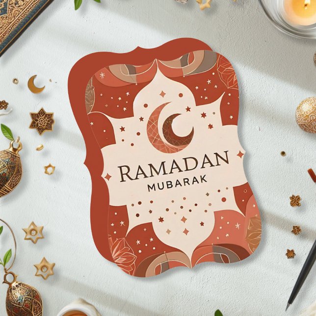 Terracotta Red Craft Ramadan Mubarak Einladung (Ramadan Mubarak Card with Ramadan Decoration )