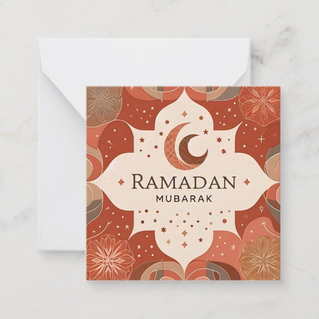 Terracotta Red Craft Ramadan Mubarak Mitteilungskarte (Vorderseite)