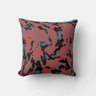 Terracotta Red Turquoise Black Kleine Formen Print Kissen