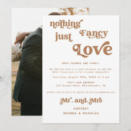 Terracotta Retro Elopement Foto Hochzeit Einladung