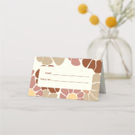 Terracotta Retro Groovy Boho Chic Floral Wedding Platzkarte