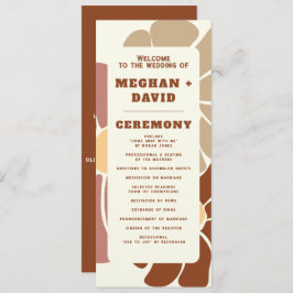 Terracotta Retro Groovy Boho Chic Floral Wedding Programm