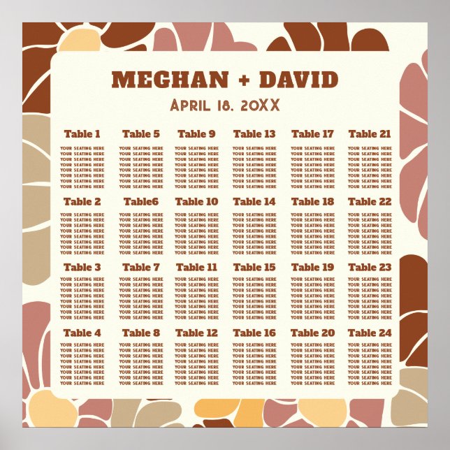 Terracotta Retro Groovy Boho Hochzeit Poster (Vorne)