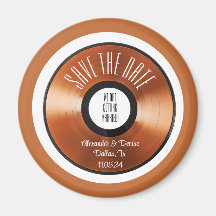 Terracotta-Retro-Vinyl-Platte Save the Date
