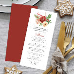 Terracotta Rosa Pink Pine Winter Wedding Menükarte<br><div class="desc">Elegante Terracotta Blush Rosa Weiße Blütenweiße Weihnachtskiefer Bough Foliage Winter Wedding Menü. Alle Texte sind so vorbereitet,  dass Sie sie einfach und schnell mit Ihren eigenen Details personalisieren können.</div>