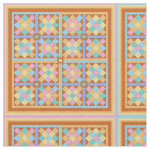 Terracotta, rosa und aquamarine Fliesen Stoff