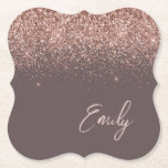 Terracotta Rose Gold Blush Pink Glitzer Monogram Untersetzer<br><div class="desc">Terracotta und Rose Gold - Blush Pink Sparkle Glitzer Script Monogram Name Paper Untersetzer. Dies macht den perfekten Abschluss,  Geburtstag,  Hochzeit,  Brautparty,  Jubiläum,  Babydusche oder Junggeselinnen-Abschied Geschenk für jemanden,  die Lieben glamourösen Luxus und schicke Stile.</div>