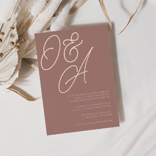 Terracotta Rose Gold Script Monogram Wedding Folieneinladung