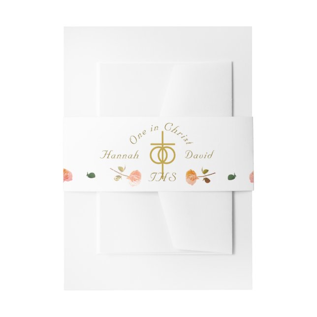 Terracotta Rose Katholische Hochzeit Einladungsbanderole (Vorderseite Beispiel)