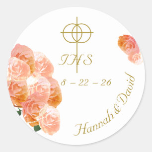 Terracotta Rose Katholische Hochzeit Runder Aufkleber