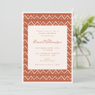 Terracotta-Rost-Neutrale moderne Baby-Shower-Party Einladung