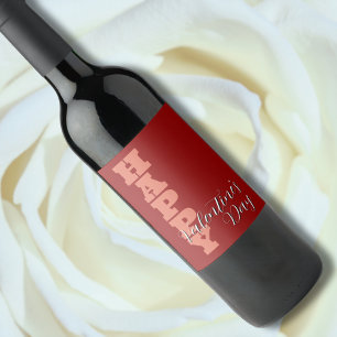 Terracotta Rote Velvet Happy Valentines Day Weinetikett