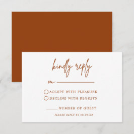 Terracotta rouille brûlé orange mariage carte RSVP
