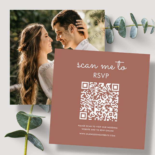 Terracotta | RSVP QR Code für Hochzeiten Begleitkarte (Von Creator hochgeladen)