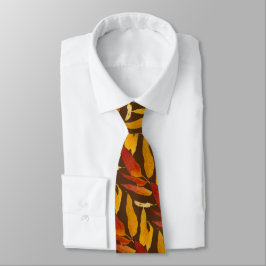 Terracotta Rust Autumn Leaf Muster Neck Tie Krawatte