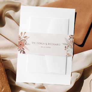 Terracotta Rust Blume Boho Fall Foliage Hochzeit Einladungsbanderole