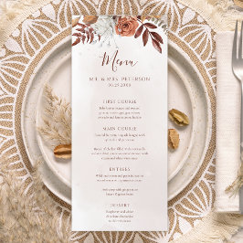 Terracotta Rust Blume Boho Fall Foliage Hochzeit Menükarte