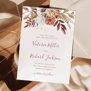 Terracotta Rust Blume Boho Fall Folies Save The Date