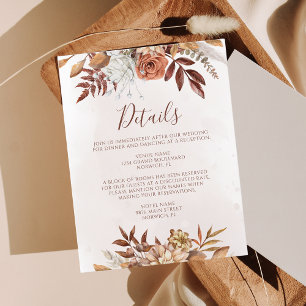 Terracotta Rust Blume Boho Hochzeit im Herbst Deta Begleitkarte