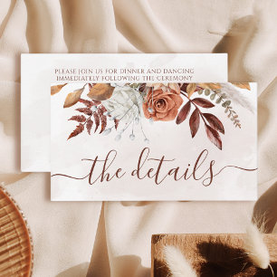 Terracotta Rust Blume Boho Hochzeit im Herbst Deta Begleitkarte