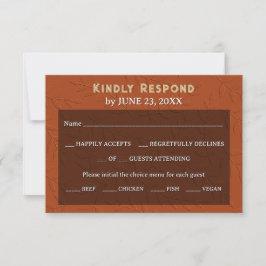 Terracotta Rust Burnt Orange Botanic Retro Wedding RSVP Karte