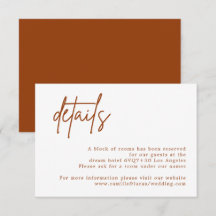 Terracotta Rust Burnt Orange Wedding Details Karte