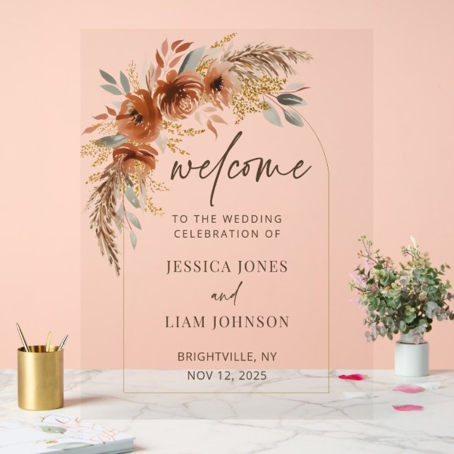 Terracotta Rust Fall Floral Mariage Bienvenue (Mariage)