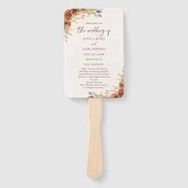 Terracotta Rust Fall Floral Wedding Program Fächer
