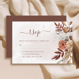 Terracotta Rust Flowers Boho Fall Foliage Wedding RSVP Karte