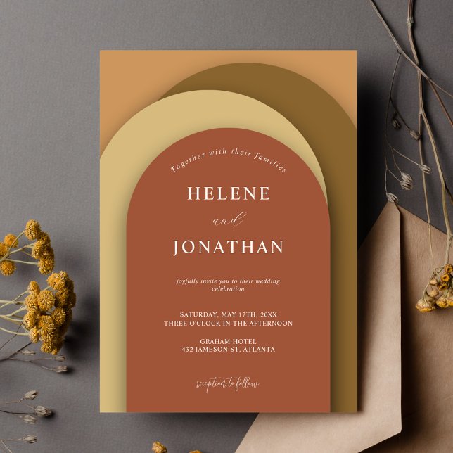Terracotta Rust Modernes Minimalistisches Einladung (Terracotta Rust Modern Minimalist Elegant Wedding Invitation)