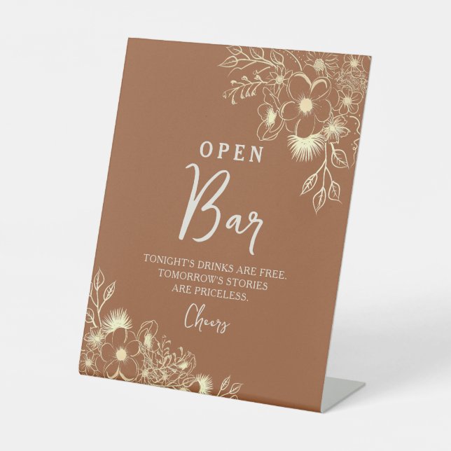 Terracotta Rust Wedding Open Bar Sockelschild (Vorderseite)