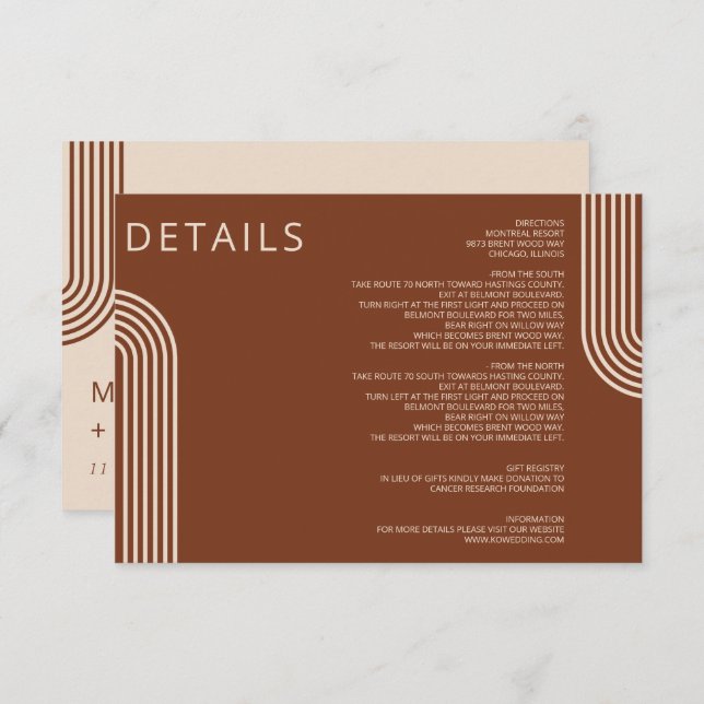 Terracotta Rustic Boho Moderne Hochzeit Begleitkarte (Vorne/Hinten)